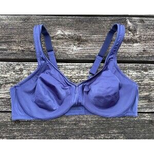 Olga 35002 Signature Support Full Coverage Deep Blue Satin Underwire Bra Sz 38C